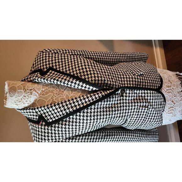 NWOT Merona Gingham Blazer jacket 10 black white adorable - Picture 6 of 8
